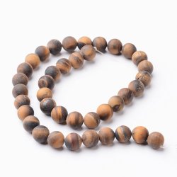 Tiger's eye, matt, round bead, 10mm, 6pcs.