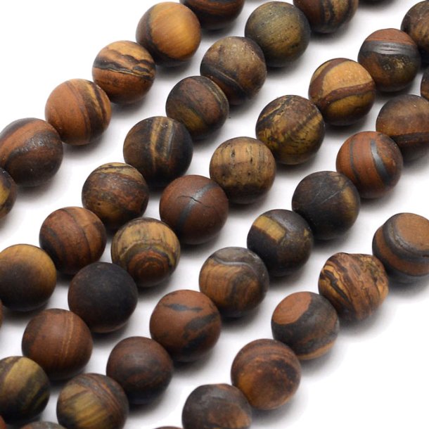 Tiger's eye, matte, round bead, yellow and brown, 4mm, 10pcs