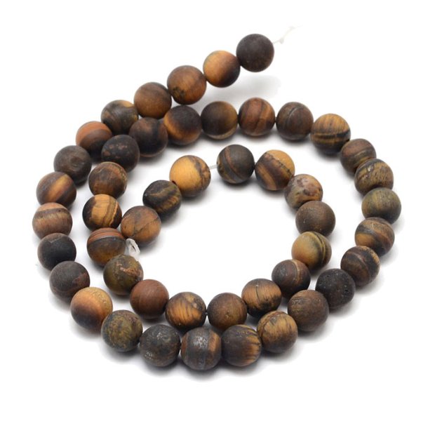 Tiger's eye, entire strand, matte, round bead, yellow and brown, 4mm, ca. 95pcs