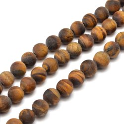Tigerauge, matt, runde Perle, gelb und braun, 8 mm, ganzer Strang, ca. 47 Stk.