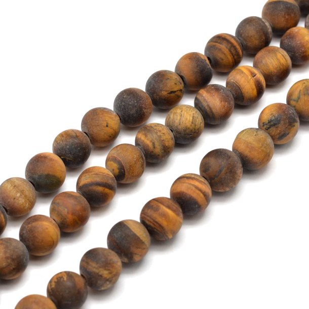 Tiger's eye, matte, round bead, yellow and brown, 8mm, 6pcs