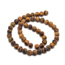 Tigerauge, matt, runde Perle, gelb und braun, 8 mm, ganzer Strang, ca. 47 Stk.