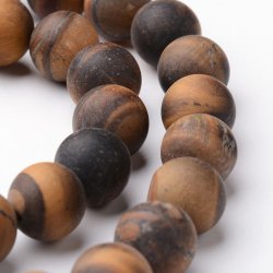 Tiger's eye, matt, round bead, 10mm, 6pcs.