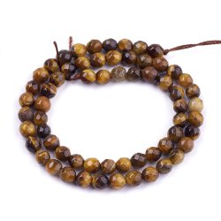 Tigerauge, gelb br&auml;unlich, facettenreich, rund, 6 mm. 10 Stk.