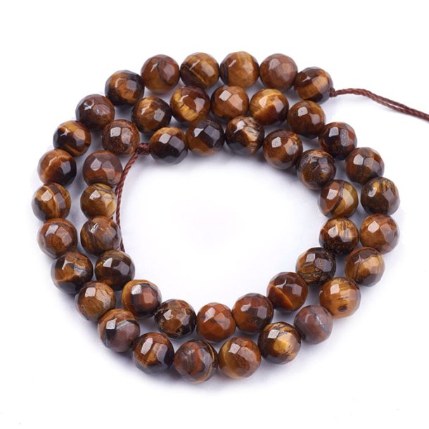 Tiger's eye, full strand, softly facetted, round, 8mm, ca. 48pcs.