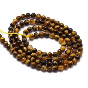 Tiger's eye, full strand, smooth, golden-brown, round bead, 3mm, approx. 130pcs