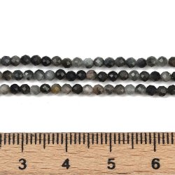 Ganzer Strang, echtes Falkenauge, dunkelgrau, 2,5 mm, 160 Stk