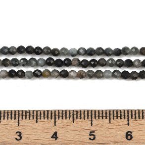 Ganzer Strang, echtes Falkenauge, dunkelgrau, 2,5 mm, 160 Stk