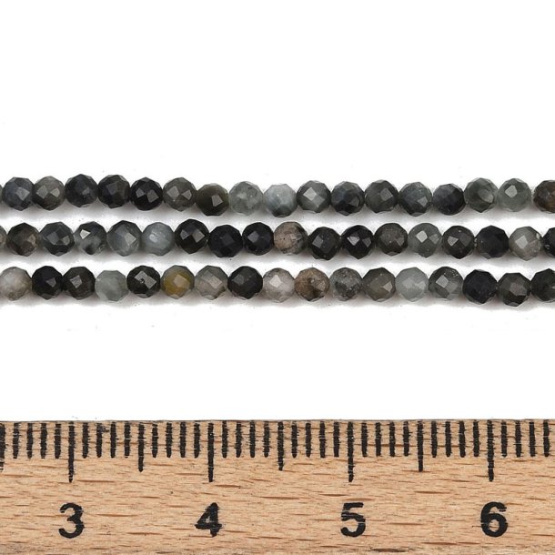 Hawk's Eye, full strand, natural, A-grade, dark grey, 2,5mm, 160pcs