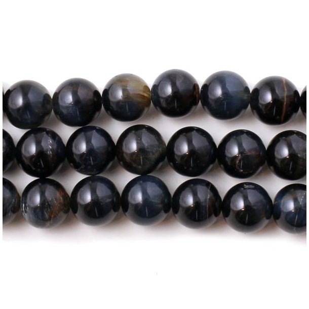 Hawk's Eye, natural, A-grade, dark blue-green, 6mm, 10pcs