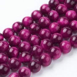 Tigerauge, runde Perle, rosa schimmernd, 8 mm, 6 Stk