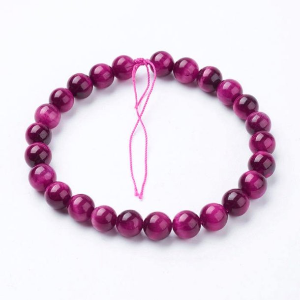 Tiger-eye, half-strand, round beads, rose shimmering, 6 mm, A-grade, 30 pcs