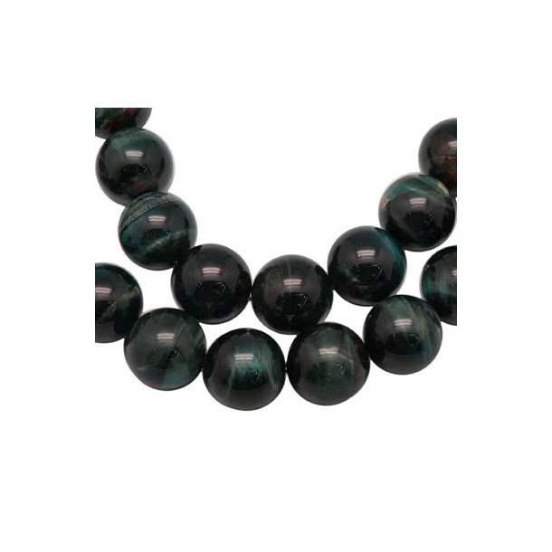 Falkenauge, ganzer Strang, runde Perle, dunkelblau-schattiert, 8 mm, ca. 49 Stk