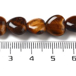 Tigerauge, halber Perlenstrang, Herzperle, goldgelb, 10x10 mm, ca. 20 Stck