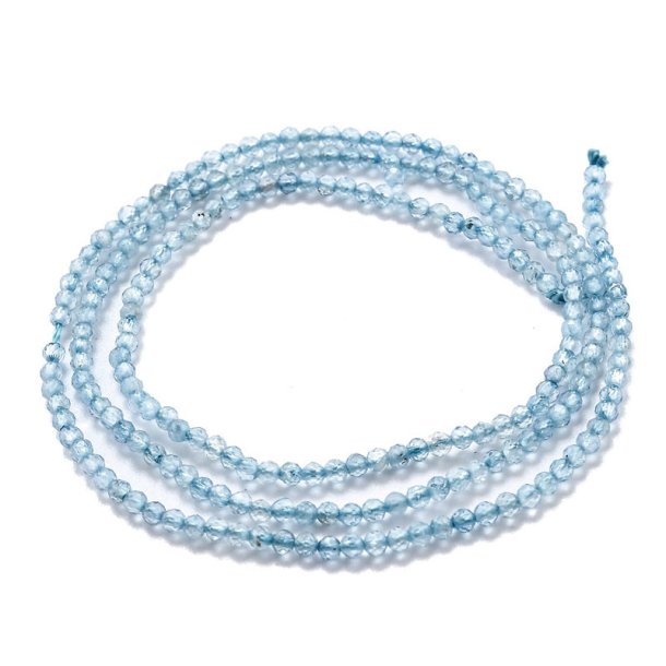Blue topaz, whole bead, round, faceted, light faint bluish, 3,5 mm, approx. 115 pcs