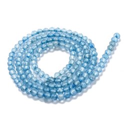 Blue topaz, whole bead, round, faceted, light bluish, 3,5 mm, appx. 115 pcs