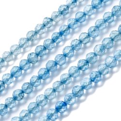 Blue topaz, whole bead, round, faceted, light bluish, 3,5 mm, appx. 115 pcs