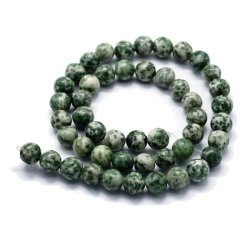 Green spot Jasper, full strand, round bead, 10mm, 38pcs.
