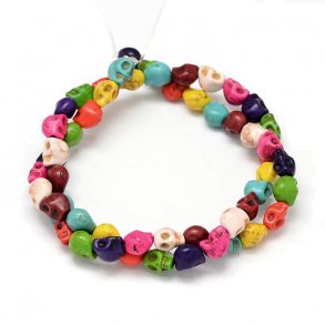 Gepresster Türkis, ganzer Strang, gemischte Farben, Schädel, 10x8x9mm, 38 Stk