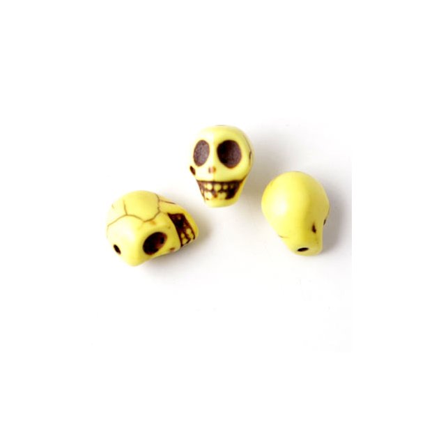 Pressed turquoise, yellow skull, 10x10mm, 4pcs.