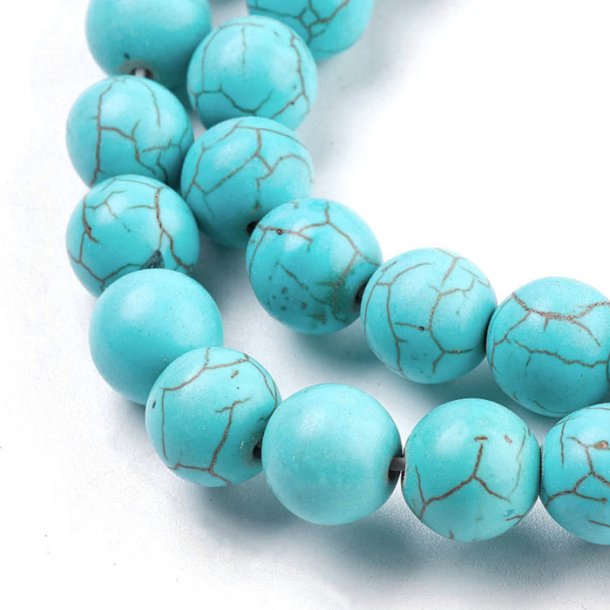 Stone bead, round turquois imitation, 10mm, 6pcs.