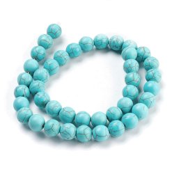 T&uuml;rkis, imitat, Durchmesser 10 mm, Loch 1 mm, 6 Stk.