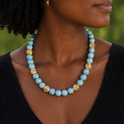 Stenperle, rund turkis, indfarvet howlit, 12 mm, 6 stk.