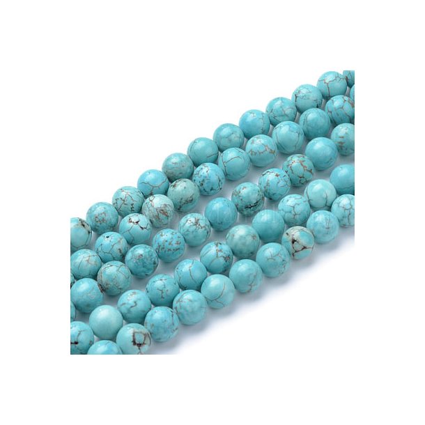 Stone bead, synthetic, round, dyed, light turquoise, round, 6 mm, 6 pcs