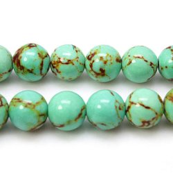 T&uuml;rkis imitat, gr&uuml;n, eingef&auml;rbt, Durchmesser 8 mm, 6 Stk