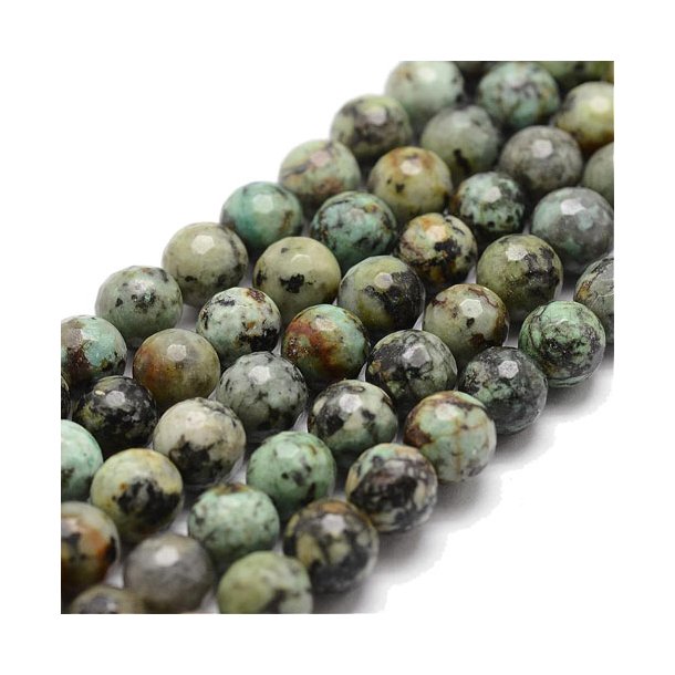 African turquoise, round, faceted, 8mm, 10pcs
