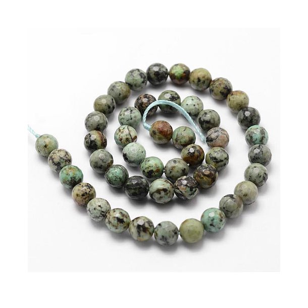 African turquoise, full strand, round, faceted, 6mm, 44pcs
