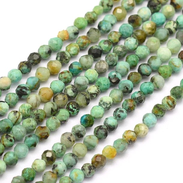 African turquoise, full strand, round, faceted, 2,5-3mm, approx 150pcs