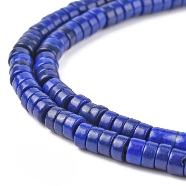 Synthetic turquoise, dyed, dark blue, round/flat, heishi, 4x2mm, 150 pcs