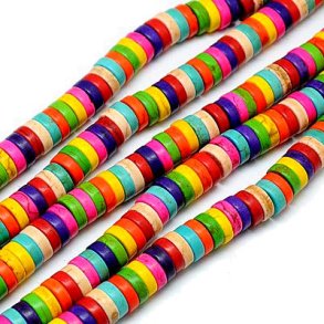 Synthetischer Trkis, Heishi, mehrfarbig, rund/flach, 8x3mm, ca. 110 Stk