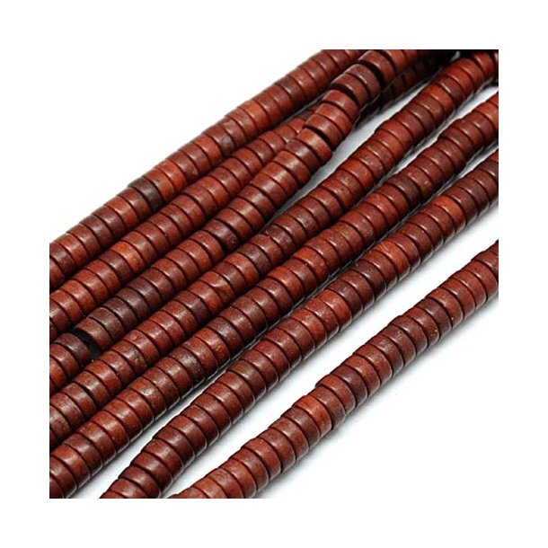 Synthetic turquoise, coloured, brown, heishi round/flat, 4x2mm, approx. 150 pcs