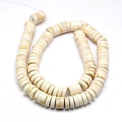 Synthetischer Trkis, farbig, wei, heishi, rund/flach, 8x3mm, ca. 110 Stk