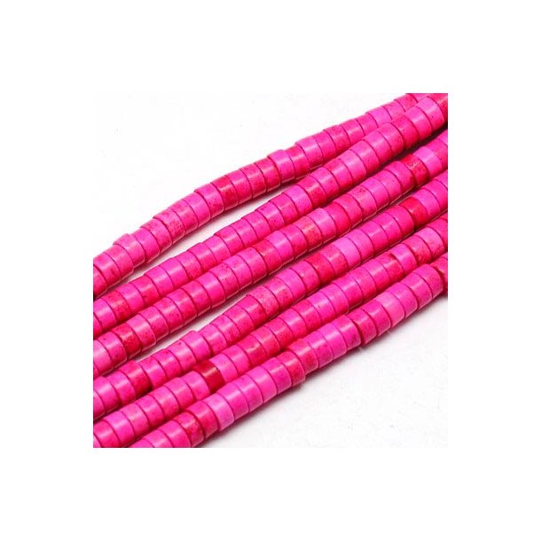 Synthetic turquoise, coloured, pink, heishi, round/flat, 6x3mm, 135 pcs