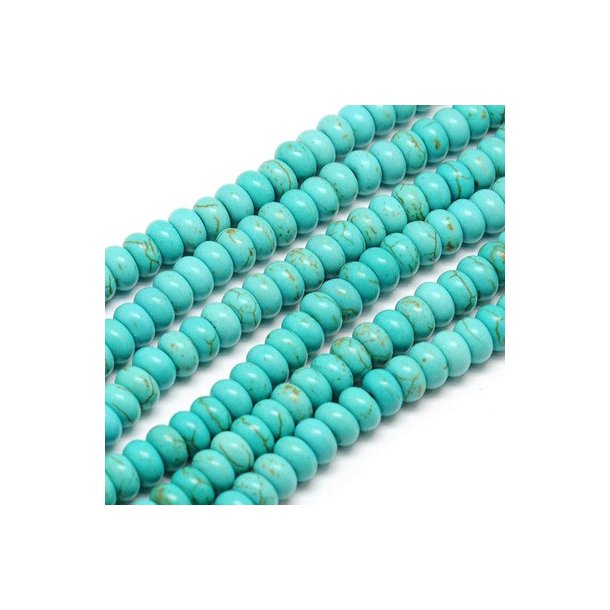  Turquoise, dyed, bluish turquoise, barrel shape, 8x5mm, 10 pieces.
