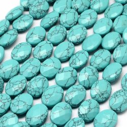 T&uuml;rkis, gef&auml;rbt, gr&uuml;nlicher T&uuml;rkis, oval/flach, 17x15mm, 4 Stk.