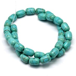 Turquoise, whole strand, dyed, barrel shape, 12x8mm, approx. 31 pcs