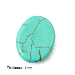 Cabochon, flache R&uuml;ckseite, t&uuml;rkis (gef&auml;rbt), oval, 10x8x4 mm, 2 Stk.
