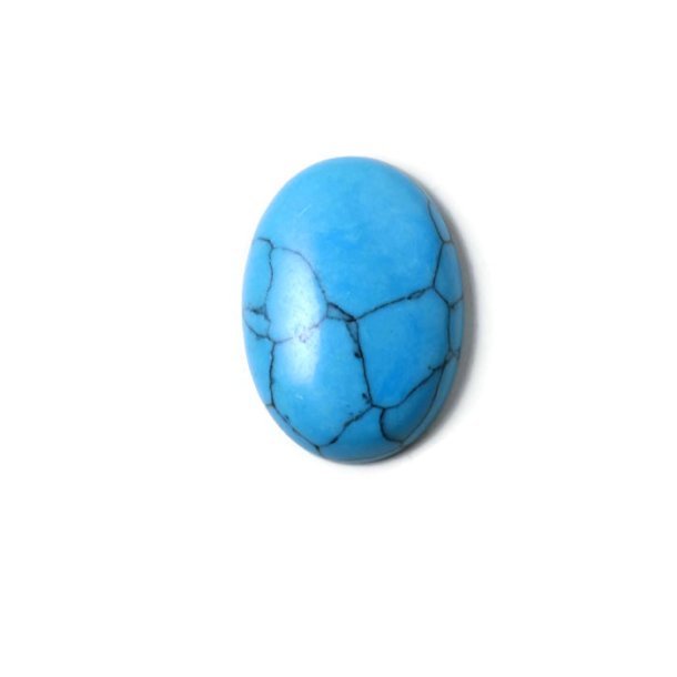 Cabochon (dyed) blue turquoise, oval, flat back, 25x18x6 mm, 1 piece