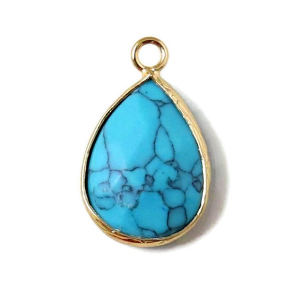 Goldplated turquoise (dyed), drop, 23x14mm, 1pcs.