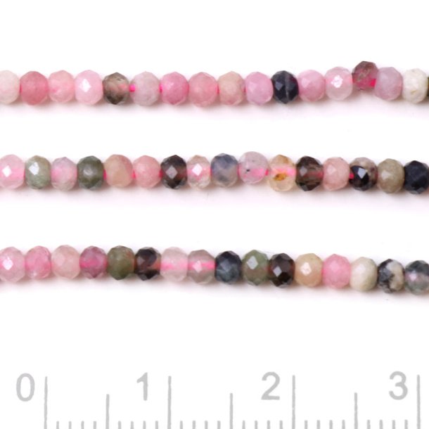 Tourmaline mix, full strand, roundel, faceted, 3x2 mm. appx 180 pcs