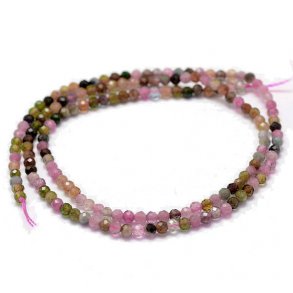 Tourmaline, multi colored, dyed, full bead strand, round, faceted, 4 mm. 95pcs