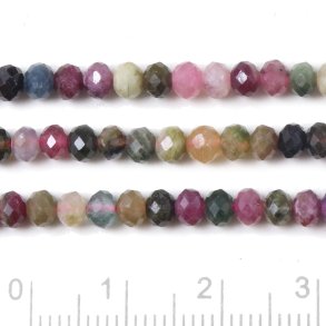 Tourmaline mix, colour enhanced, roundel, faceted, 4x3 mm. 20 pcs