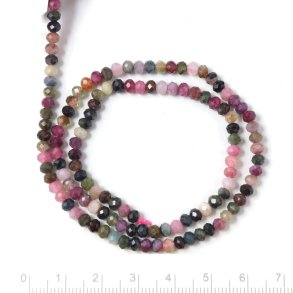 Tourmaline mix, colour enhanced, full strand, roundel, faceted, 4x3 mm. 120 pcs