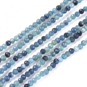 Tourmaline, dyed, full strand, blue, round, faceted, ca. 2mm. 170pcs
