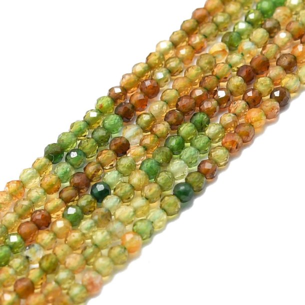 Tourmaline, multicoloured, natural, full bead strand, round, faceted, ca. 2mm. 210pcs