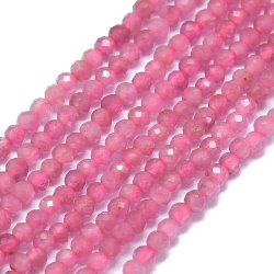 Turmalin, farvet, hel streng, pink, rund, facetteret, 2-2,5 mm, ca. 192 stk.